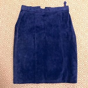 Vintage High Waisted Suede Blue Pencil Skirt